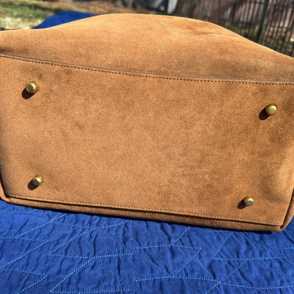 Gramercy Tote Bag in Warm Brown Suede - Picture 8 of 12